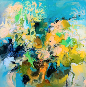 Samengesteld winnaar onhandig Pure Yellow Emotion - 120 x 120 cm - schilderij bloemen