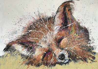 Lazy fox - 140 x 100 cm - Schilderij vos