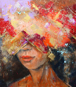 Imagine home - 140 x 160 cm - Schilderij vrouw