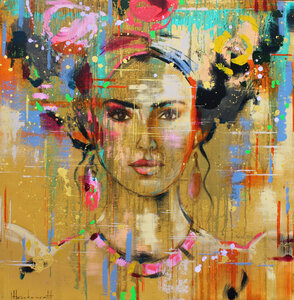 Kahlo Spirit - 130 x 130 cm - Schilderij vrouw