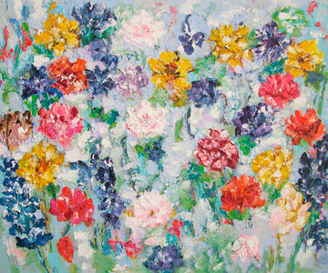 White Serene 120 x 100 cm Bloemen schilderij