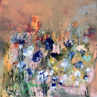 Flowerparty-100-x-100-cm-Schilderij-abstract